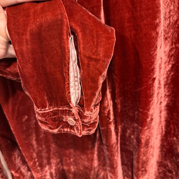 Free People Long Sleeve Velvet Dress in Burgundy - Picture 5 of 11